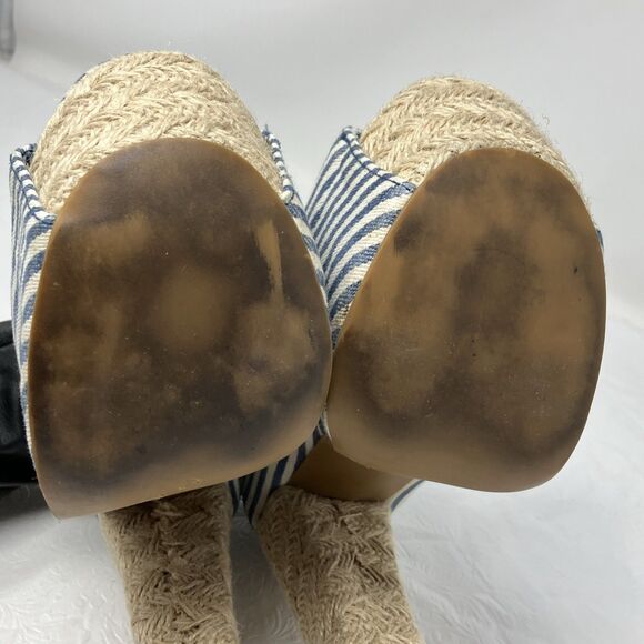 Jeffrey Campbell Foxy Platform Sandals Heels Nautical Blue White Striped Sz 6.5 - Picture 11 of 15